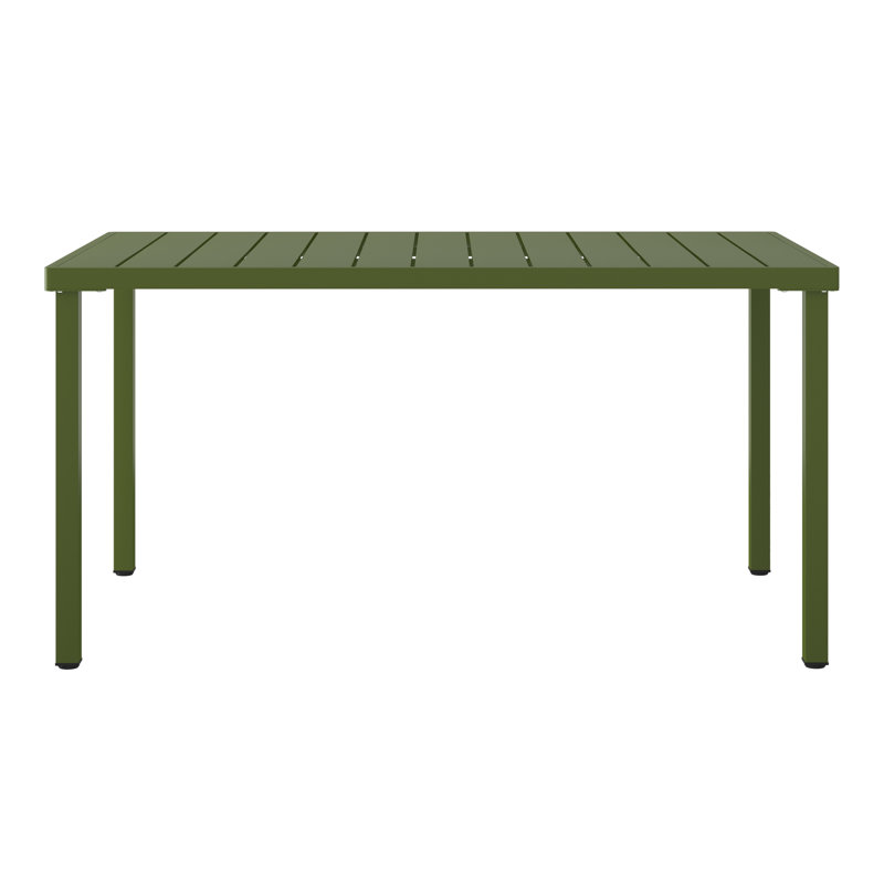 59"×35.4" Outdoor Metal Rectangular Dining Table, Green