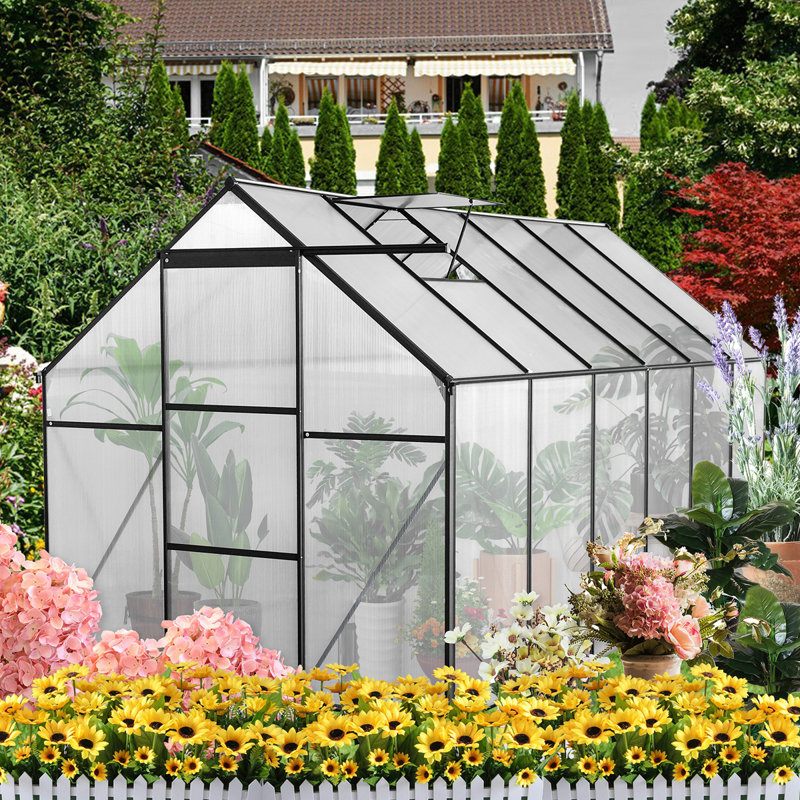 Polycarbonate Greenhouse Raised Base, Black, 8.46" H x 77.95" W x 8.27" D