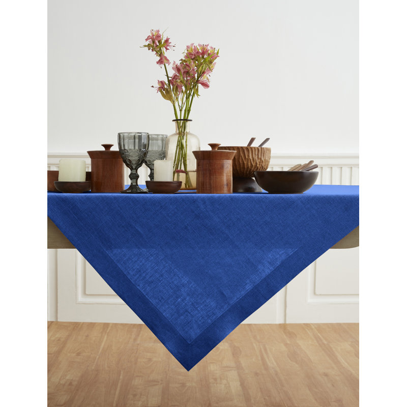 Fete - 100% Pure Linen Table Throw, Royal Blue, Solid Color
