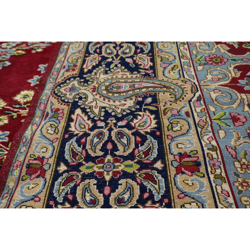 Tapis oriental rouge traditionnel 10X13 Kerman