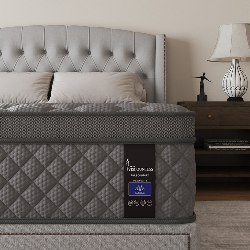 12'' Euro Top Medium Firm Hybrid Mattress with Gel Memory Foam, Bed in a Box, King, 12"
