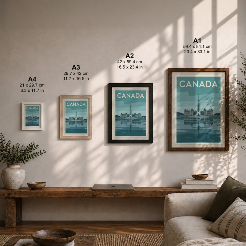 Postcard from Canada Retro - Framed Print, Oak, A4 - 29.7 x 21.0 cm