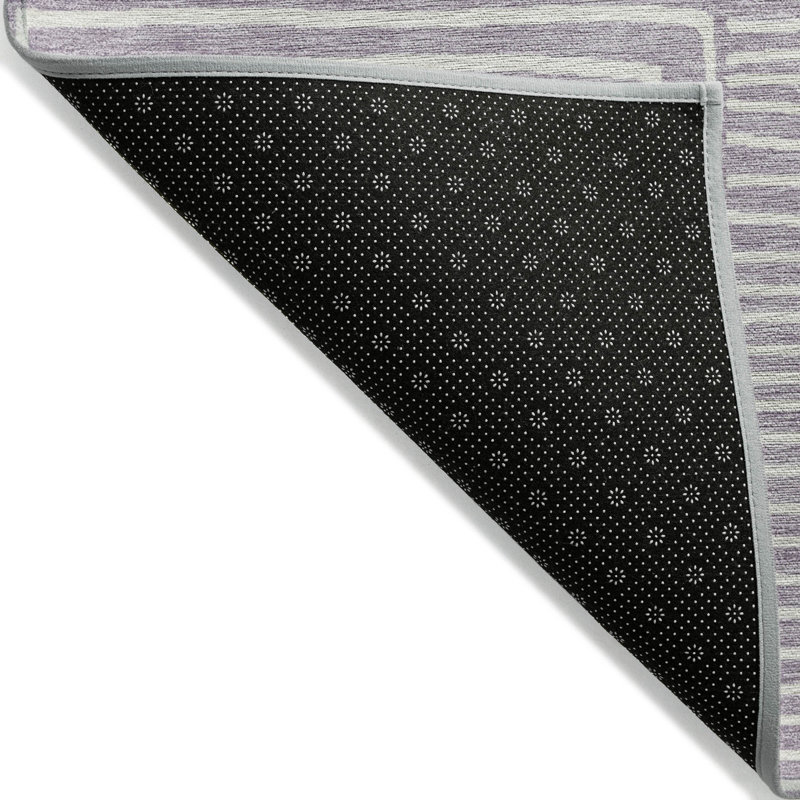 Lavender Geometric Flat Woven Washable Synthetic Rug