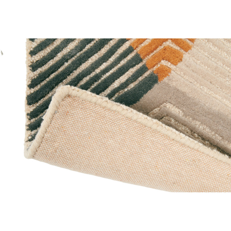 Rhythm Geometric Area Rug in Gray/White/Yellow, Rectangle 6'7" x 9'2"