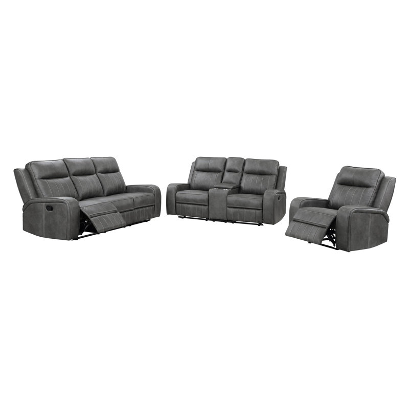 Ensemble de canapés inclinables 3 pièces gris