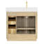 Meuble-lavabo sur pied simple 36 po avec plateau en quartz Calacatta et miroir Rally-1577674034