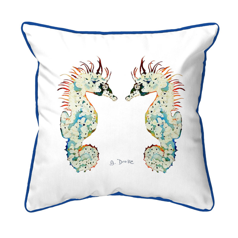  Coussin lombaire intérieur / extérieur Betsy Seahores, 18 po x 18 po, Blanc