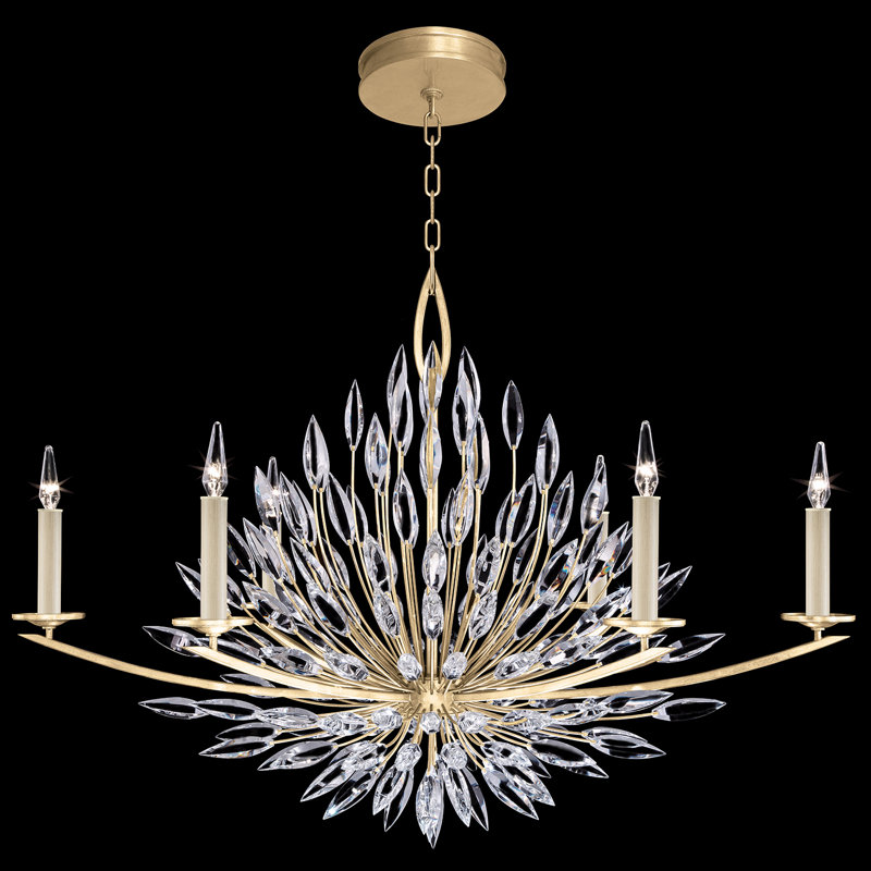 Lustre rond Lily Buds, Or, H 35 po x l 48 po x P 25 po