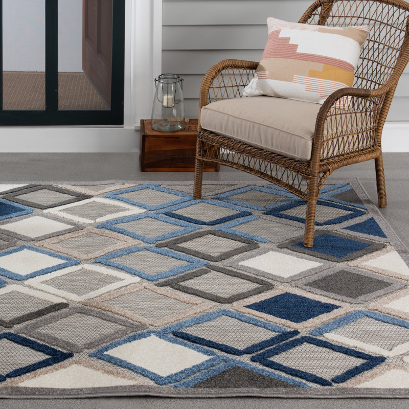 Jaxun Geometric Indoor / Outdoor Rug, Rectangle 2'2" x 3'