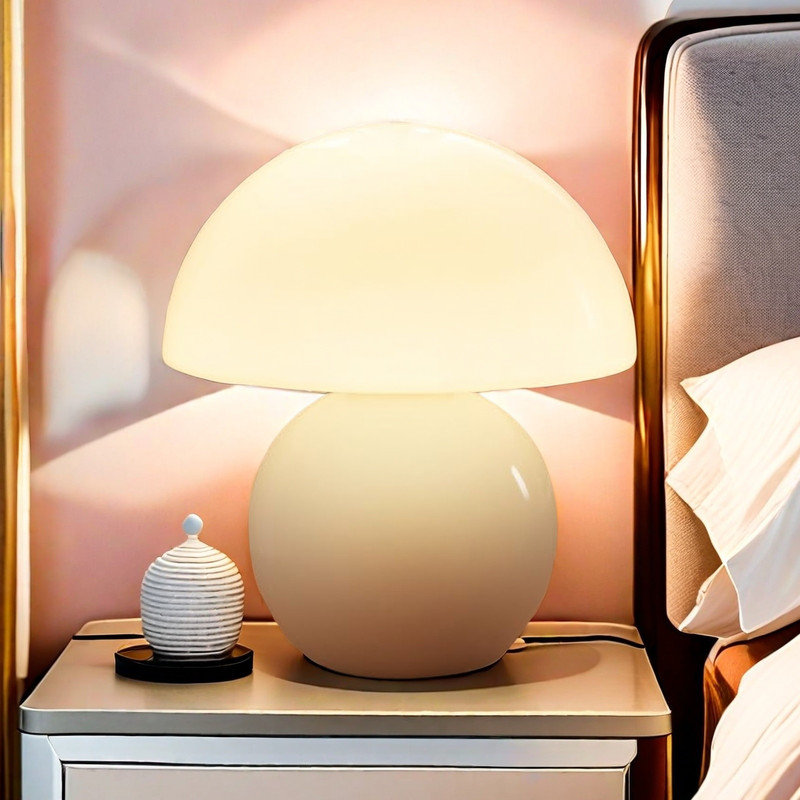 Modern LED Mushroom Table Lamp, Bedside Nightstand Small Lamp for Bedroom, Cute Mini Lamp Dimmable, Unique Home Decor