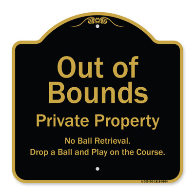 Enseigne Signmission Designer Series - Out of Bound | Enseigne architecturale noire et dorée en aluminium de gros calibre 18 po x 18 po | Protégez votre entreprise et votre commune | Fabriqué aux États-Unis
