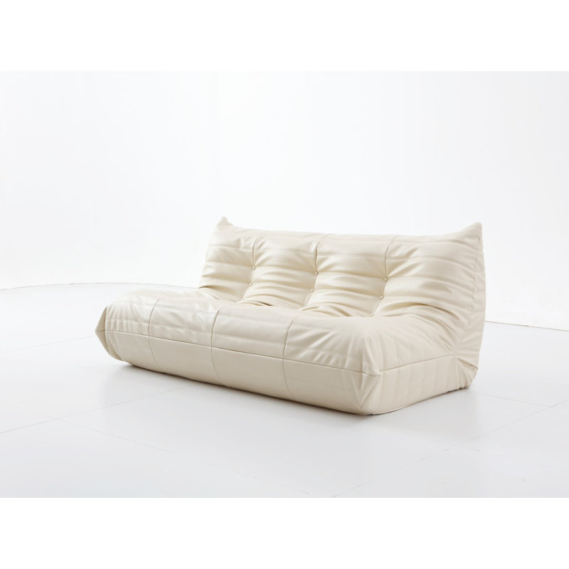 Abbie Lazy Sofa, Similicuir ivoire, H 28,35 po x l 68,9 po x P 39,76 po