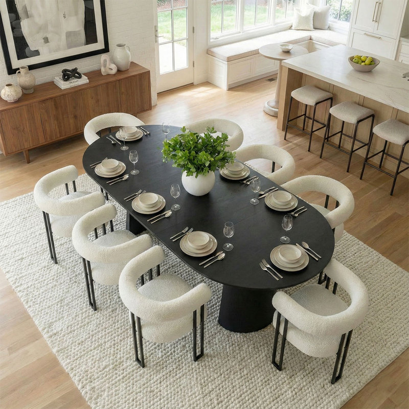 Fellman Boucle Upholstered Dining Armchairs (Set of 2)