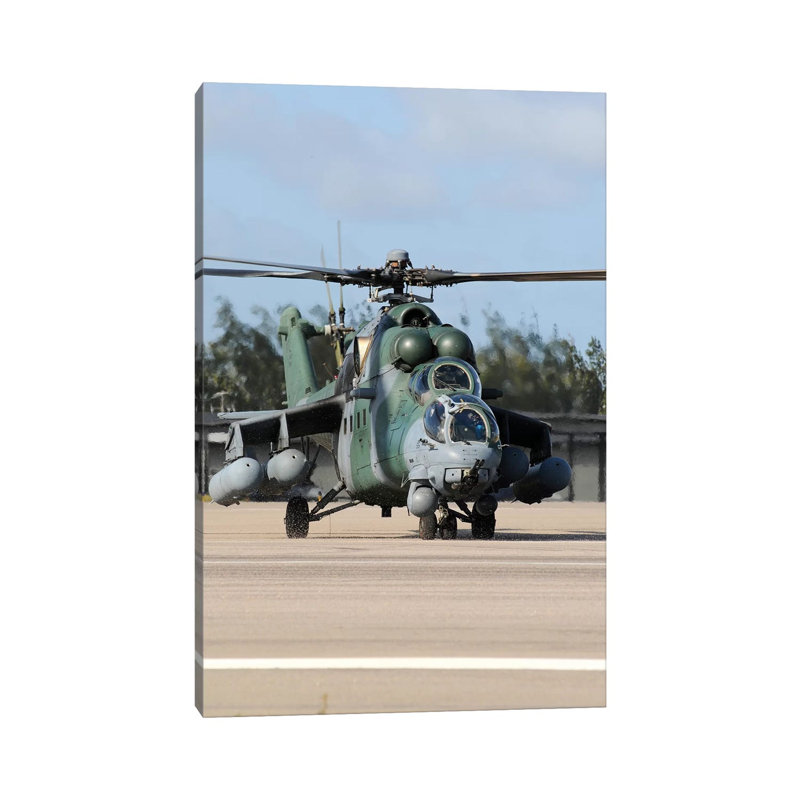 Brazilian Air Force Mil Mi-35 Combat Helicopter Taxiing At Natal Air Force Base, Brazil by Riccardo Niccoli - Wrapped Canvas Print