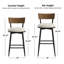 Tabouret pivotant en métal à hauteur réglable, panneau en métal noir et bois de chêne avec tissu avoine