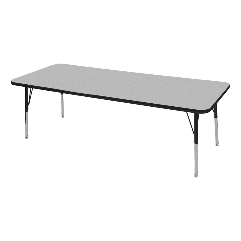 Rectangle Adjustable Height Classroom Activity Table for School and Home, 72" L x 30" W, Black, Gray