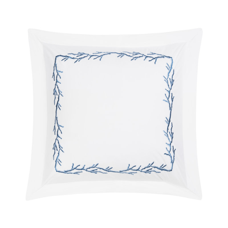 Coral Embroidered King Shams, Euro