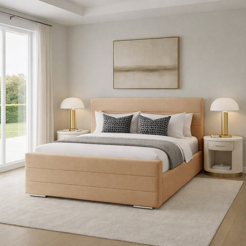 Upholstered Bed, Super King (6'), Beige
