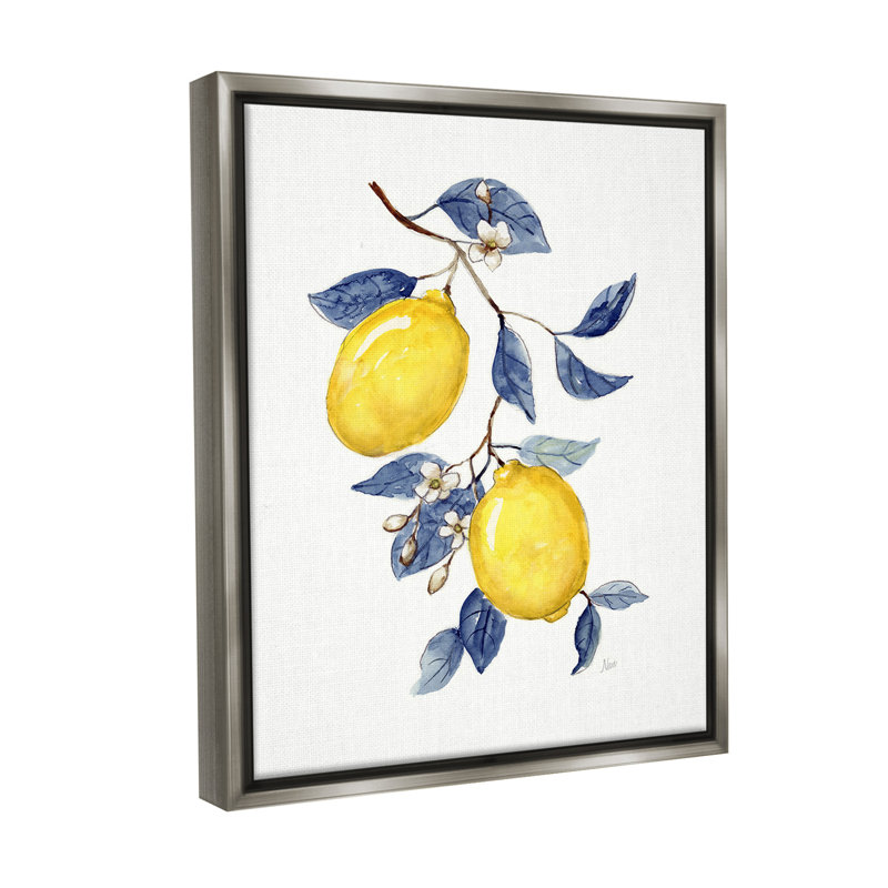 «Lemons With Flower Buds Floater Frame» par Nan sur, Cadre flottant gris lustré, H 21 po x l 17 po