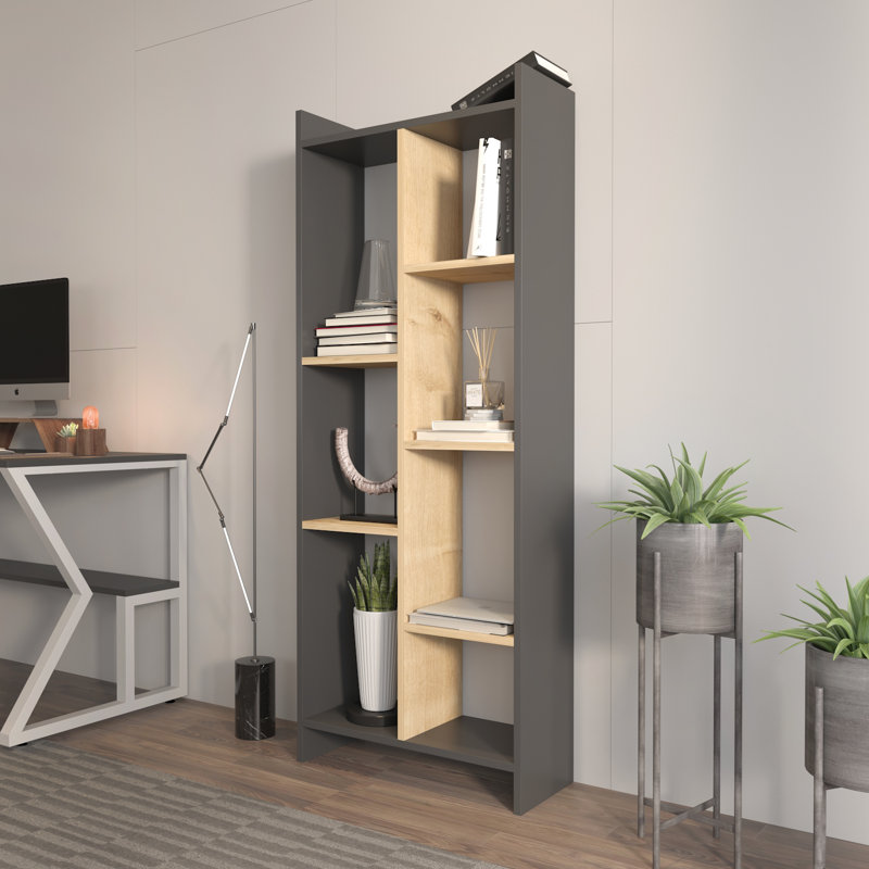 Leniah Bookcase, Sapphire Oak, Sapphire Oak/Anthracite