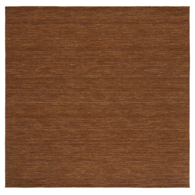Tapis en laine / coton brun tissé à la main Brandal