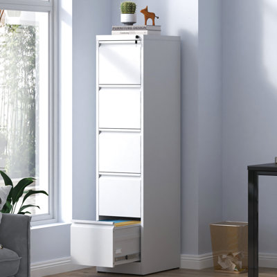 Classeur en métal avec serrure, 5 tiroirs, bureau / maison, construction en acier, inclinable, tiroirs pleine extension pour une récupération efficace verrouillable 5 classeurs, unité de bureau / maison, organisation