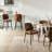 Mid Century Modern Dining Chairs with Walnut Grain Back, Brown Faux Leather Dining Room Chairs Set of 4, Checkered Soft Cushion Kitchen Chairs with Adjustable Foot Pads-1903881341-1904201413