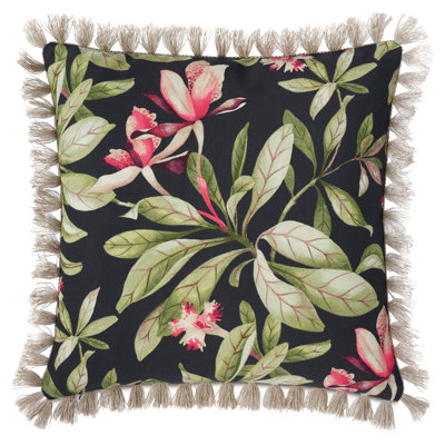Kamehameha Fringed Outdoor Reversible Throw Pillow