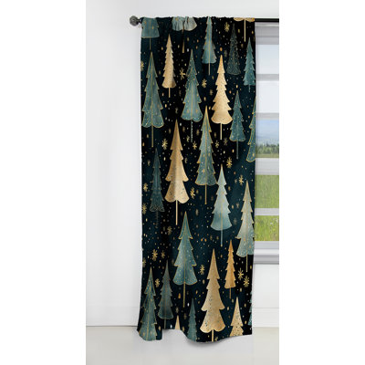 Leeshaun - Rideau pin arbre - Rideau floral occultant en velours - 1 panneau
