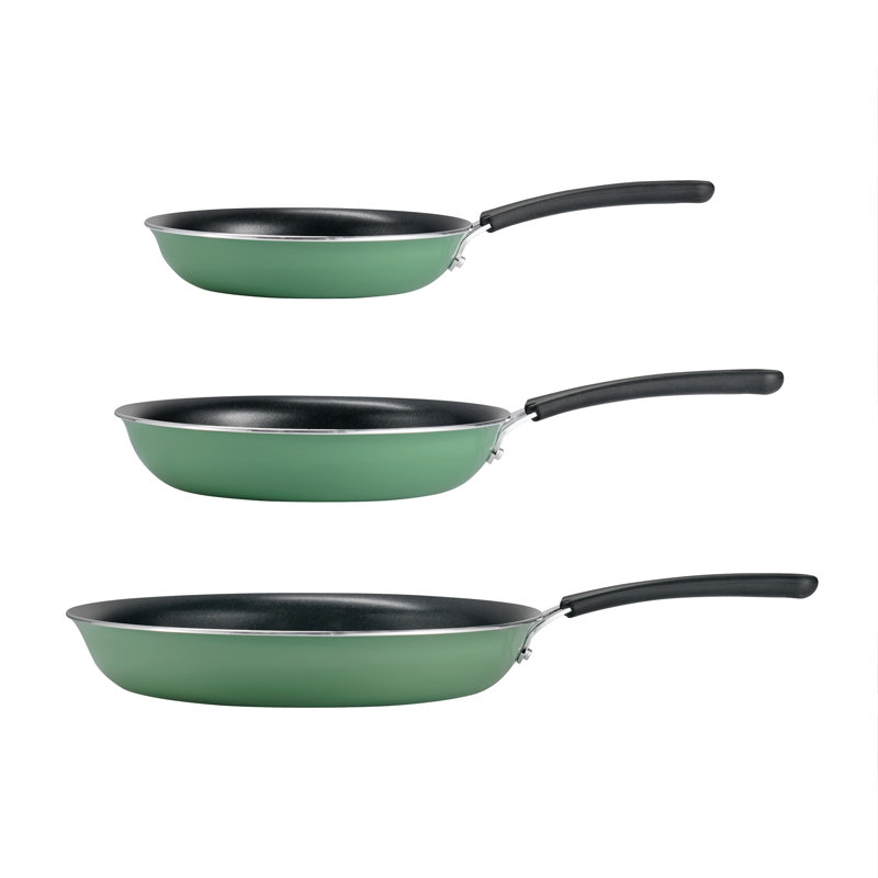 Ensemble de poêles à frire en porcelaine émaillée 3 pièces, Sauge