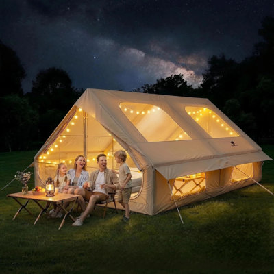 8-10 Person Inflatable Tent For Family Camping, Glamping Tents Easy Setup 4 Season Windproof Outdoor Tent