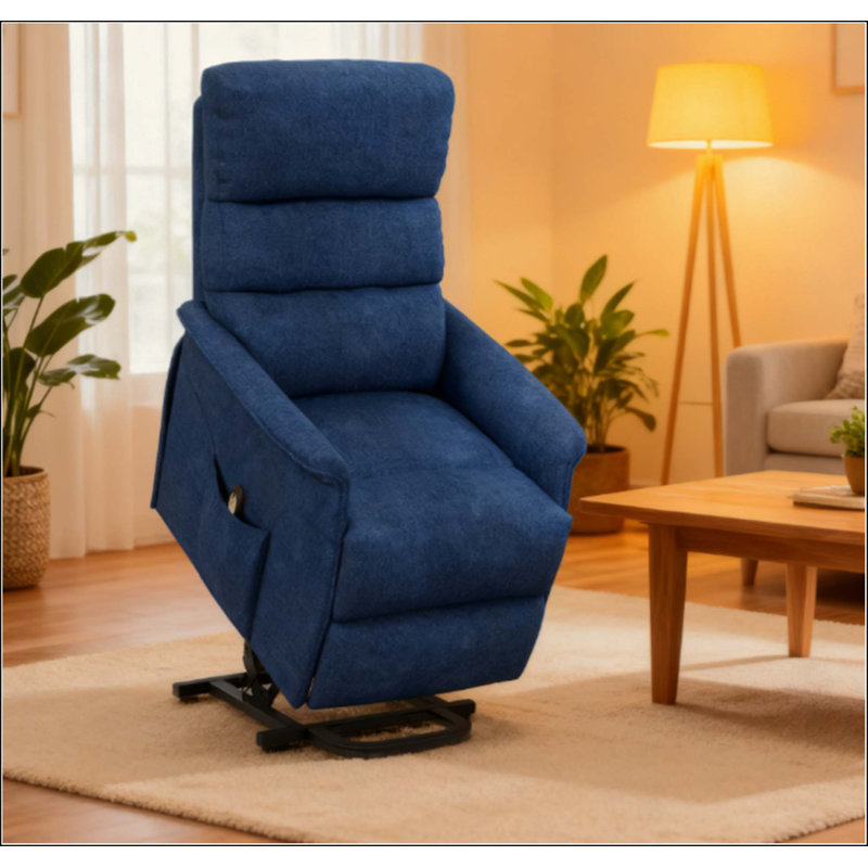 Fauteuil inclinable électrique avec télécommande et siège pour personnes âgées, confortable et confortable, Bleu très foncé