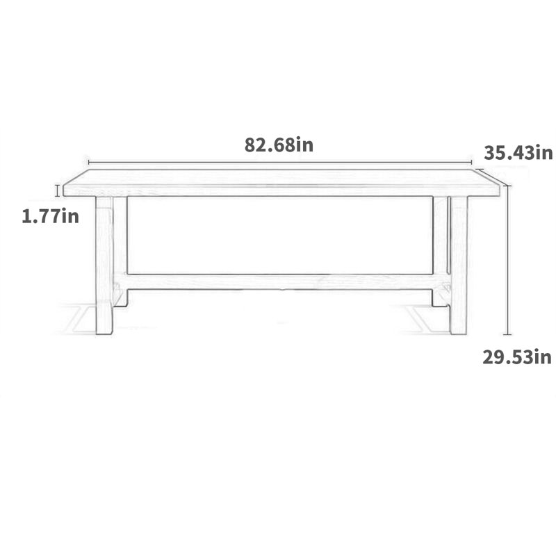 Cherry Solid Wood Dining Table, 35.43" W x 82.68" L