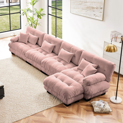 Combinaison libre, canapé modulaire modulaire, canapé pour le salon, confortable avec repose-pieds convertible, chenille
