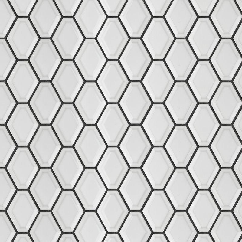 Porcetile 12.8 in. x 9.85 in. Honeycomb Glossy Porcelain Mosaic Wall and Floor Tile