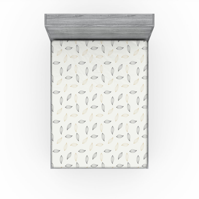 Drap-housse Ambesonne, Coquille d'œuf, chameau, noir / floral, Drap-housse de taille très grand