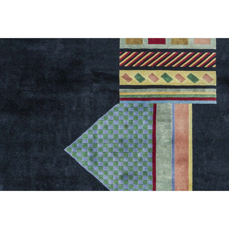 Tapis noir de haute qualité noué à la main