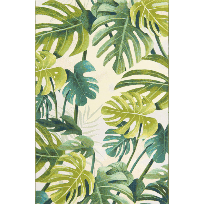 Tapis intérieur / extérieur floral Cindina, Rectangle 5 pi 3 po x 8 pi