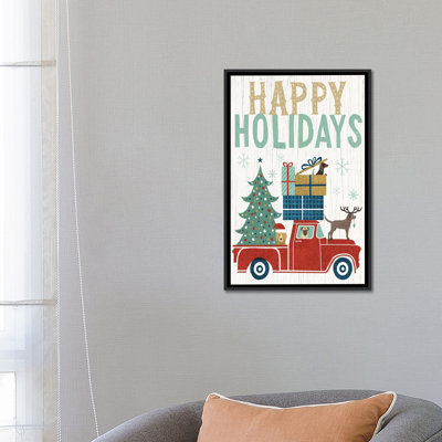 «Holiday on Wheels Series: Happy Holidays II» par Michael Mullan, reproduction d'art textuel sur toile