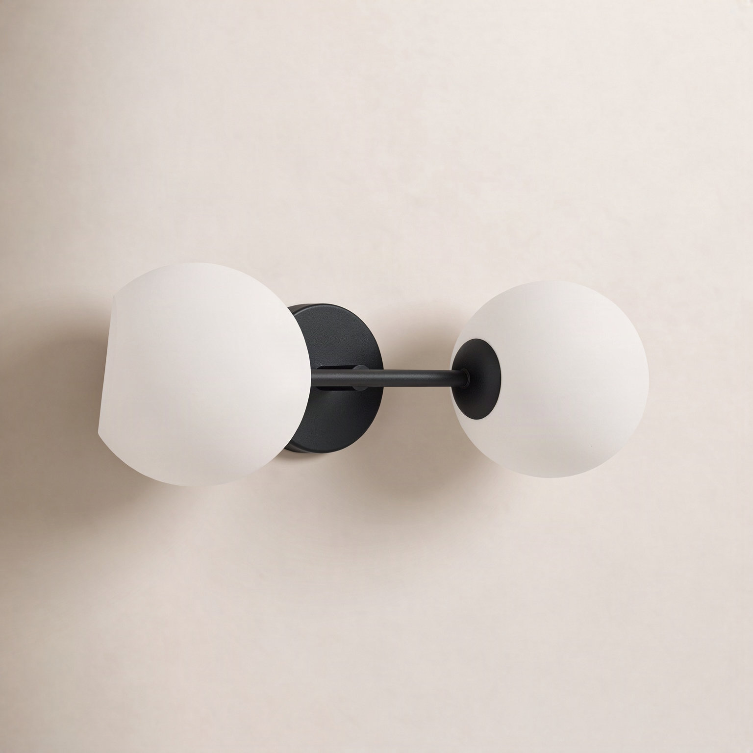 Jaina 2 Light Glass Dimmable Armed Sconce, Black