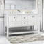 Meuble-lavabo double 61 po avec plateau en marbre Rassan-1241900764