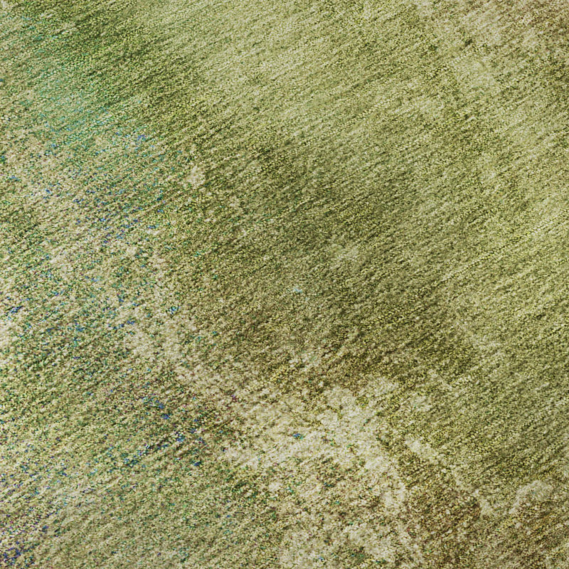 Tapis abstrait lavable à la machine de qualité supérieure Mayfield AMF2308, Vert, Rond 8 pi