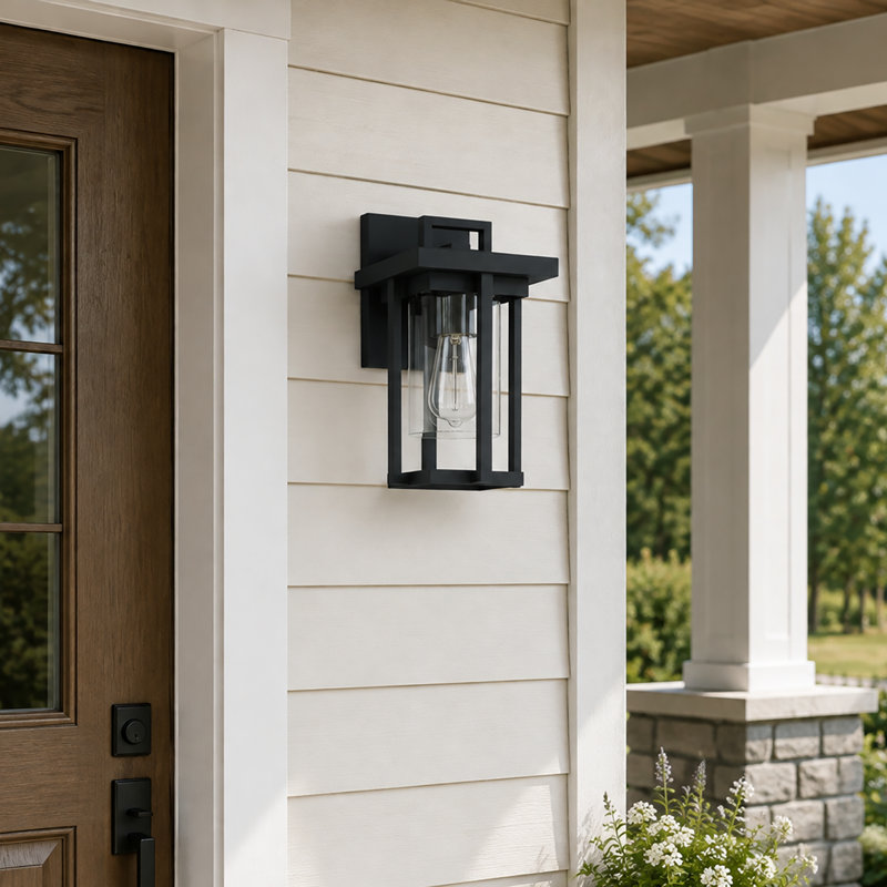 Lann Steel Outdoor Wall Light Wall Sconce, Black