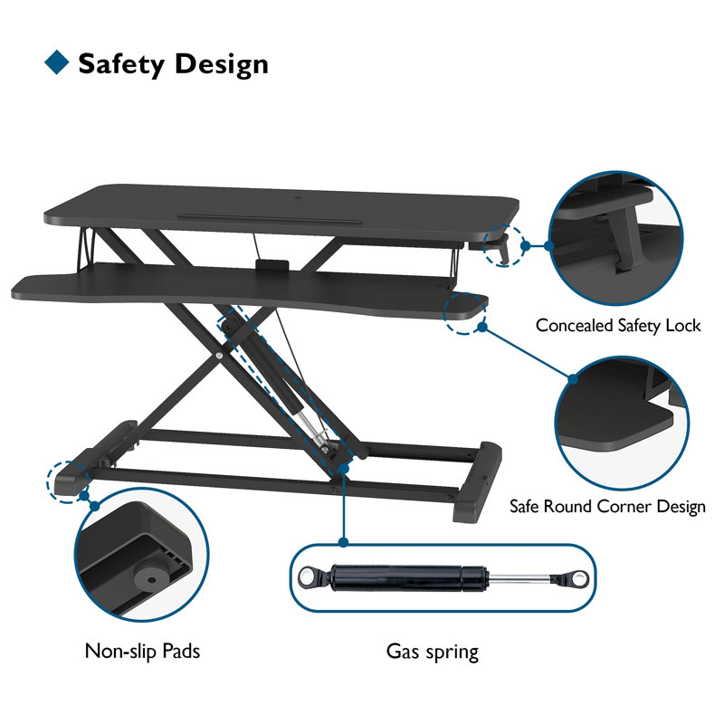 MDF Steel Standing Desk Converter, Black