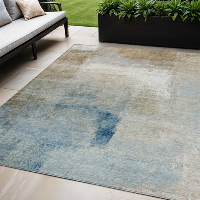 Tapis extérieur lavable abstrait beige et ivoire 5 pi x 8 pi taupe