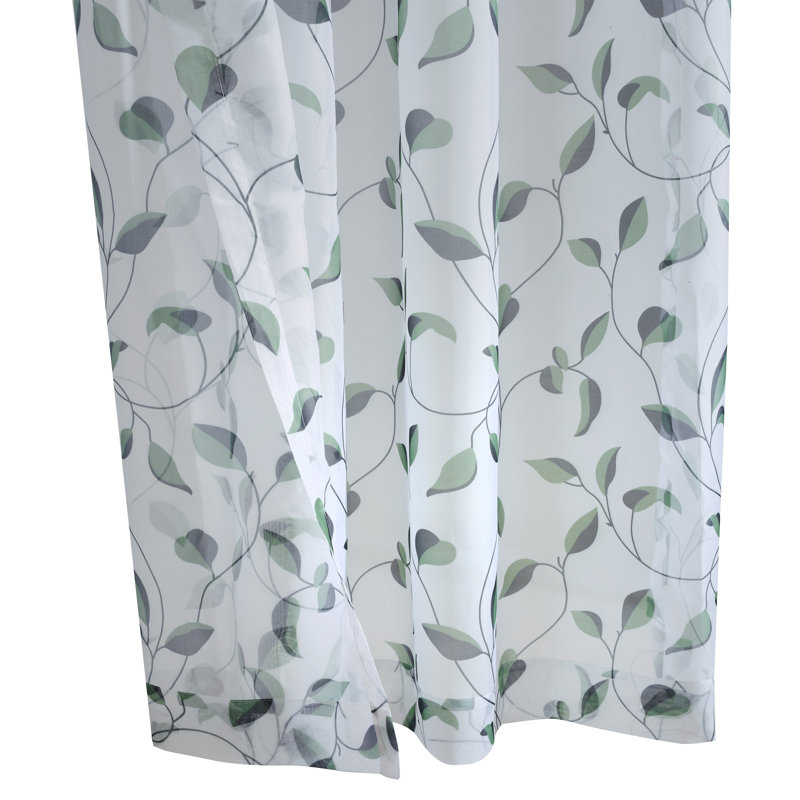 Rideau transparent à œillets Floral, Vert, l 54" x L 84"