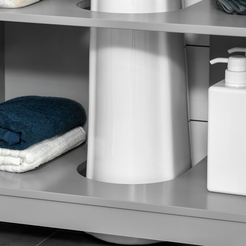 Modern Gray Bathroom Under Sink Cupboard Collection Concept, 2 Doors With Adjustable Shelf, Space Saving & Build Storage In - Shelves For Convenience