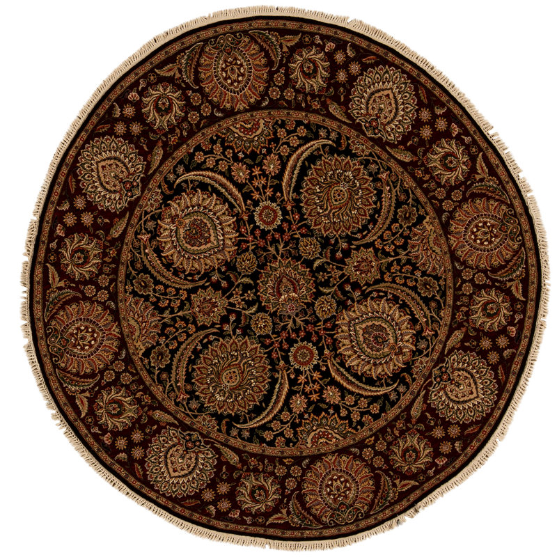 Wool Oriental Area Rug in Black/Wine
