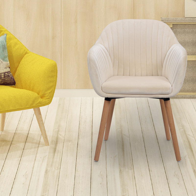 Mirakel 47cm H Velvet Upholstered Armchair, Cream