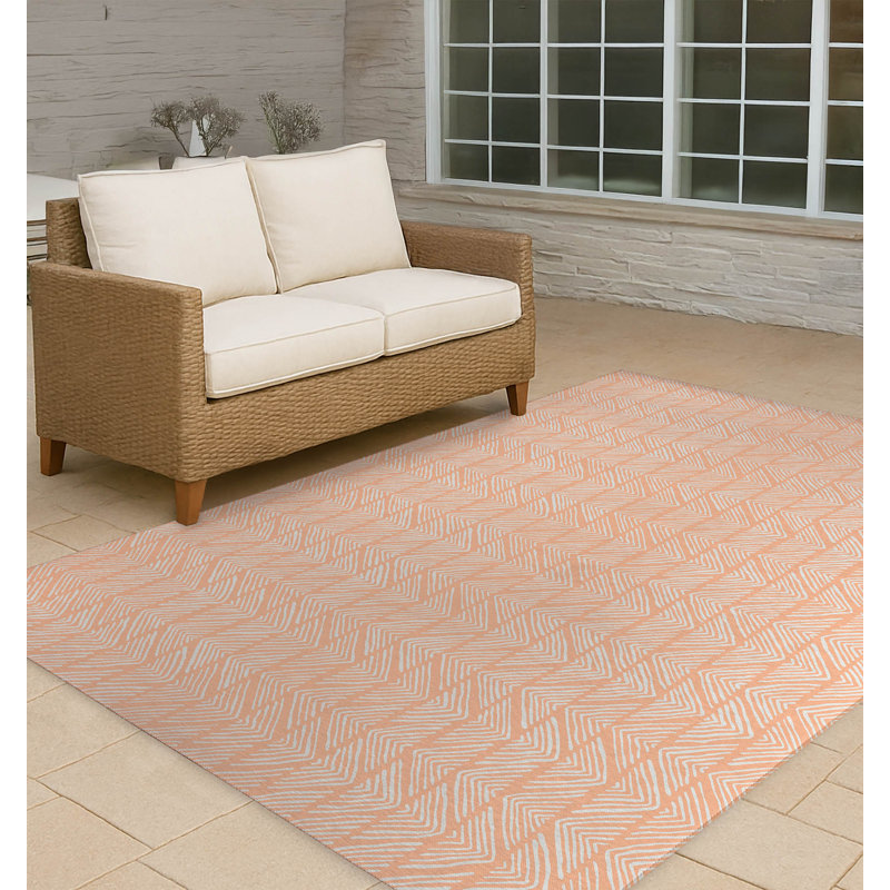 Chev Wave Stripe Non-Slip Outdoor Rug, Rectangle 3' x 5'